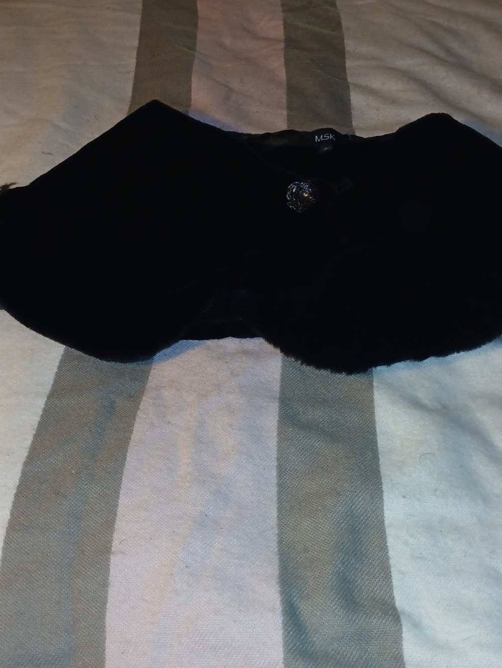 MSK Black Faux Fur Skort with Decorative Button